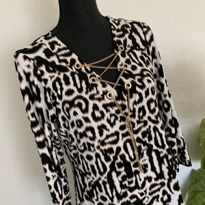 Calvin Klein animal print sheath with chain
